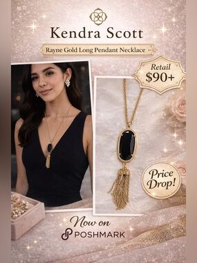 ✨Kendra Scott Rayne Gold long pendant necklace. No tarnish.✨✨